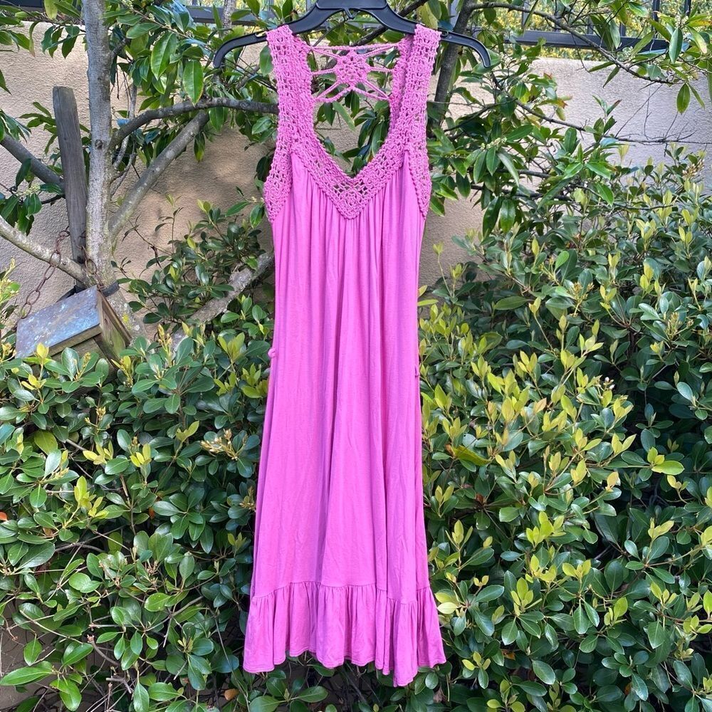 Easel Pink Crochet Bohemian Sundress. Size Small.  EUC!